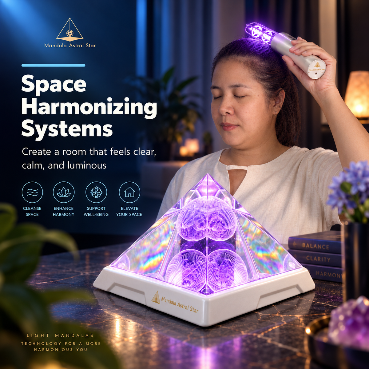 Space harmonizing systems for calm luminous rooms